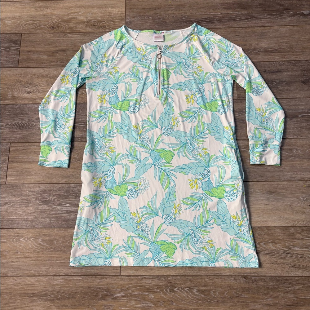Stella Parker Dress Sz L Pineapple Tropical CoverUp Vacation Beach Cruise *Read*